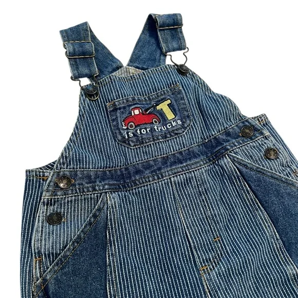 Vintage Small Steps Railroad Stripe Overalls – 24M | T is for Trucks - Picture 4 of 8